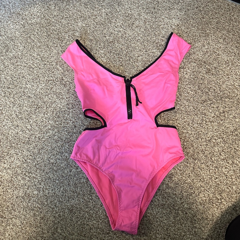 Hot pink Zara cutout one piece swimsuit/bodysuit size medium